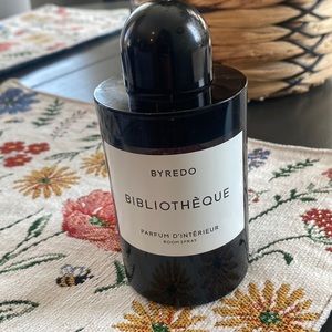 BYREDO Bibliotheque room spray. This is a luxury room spray and very elegant.